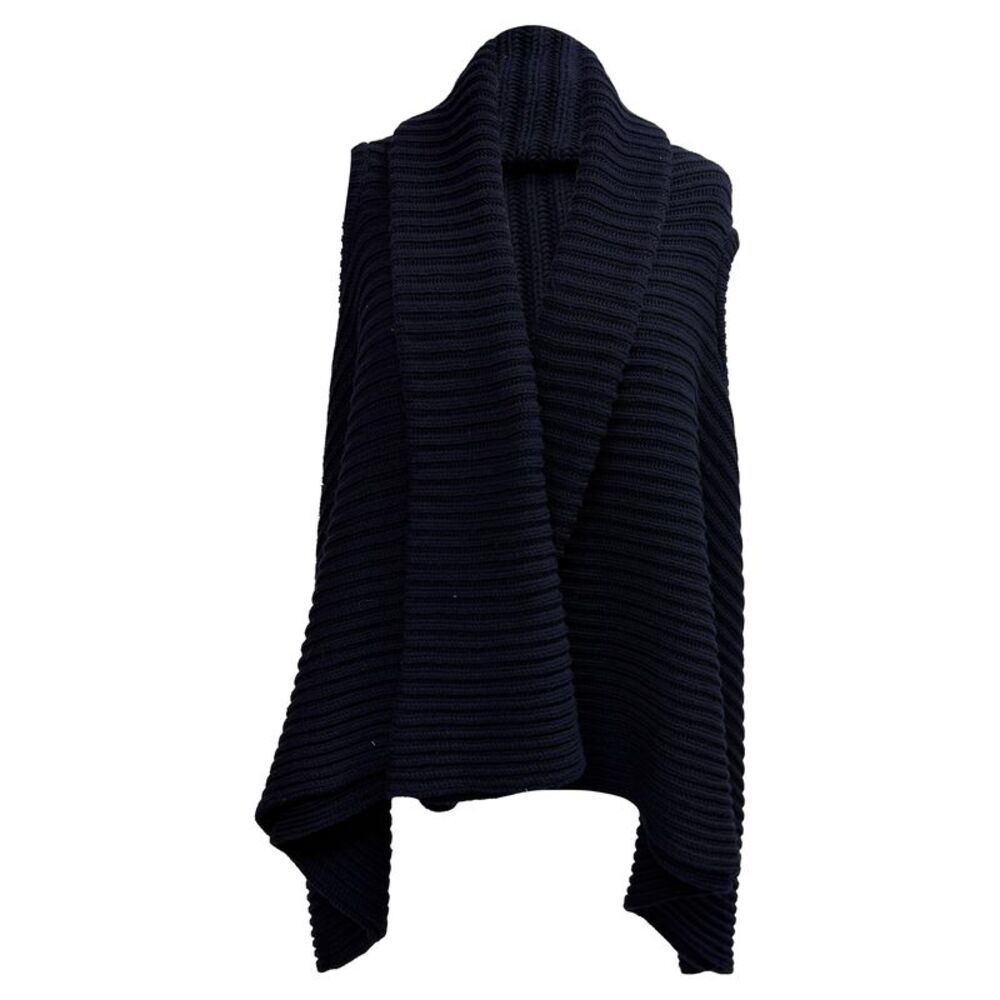 The Row Ribbed Knit Vest in Blue Wool